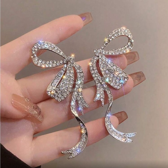 Elegant Silver Bow Earrings 42$
